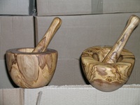 Ensemble mortier et pilon rond en bois naturel rustique et écologique Intercraft pour restaurants, outils pour herbes et épices