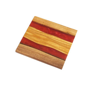 Posavasos Redondos Hechos a Mano de Madera de Olivo y Resina Epoxi, 9.5 cm de Diámetro, 0.8 cm de Grosor, Estilo Mediterráneo Ecológico, Venta al Por Mayor - Product Image 1