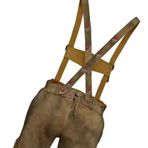 กางเกงหนังสไตล์บาวาเรียนสำหรับผู้หญิง ตกแต่งด้วยกระดุมปักลาย เอวกลาง ฤดูใบไม้ผลิ แห้งเร็ว ระบายอากาศได้ดี ความยาวระดับเข่า - Product Image 5