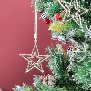 Ornements d'étoiles de Noël en fonte d'aluminium fabriqués à la main 6 pièces avec fini poli pour la décoration intérieure et les idées de cadeaux de fête - Product Image 2