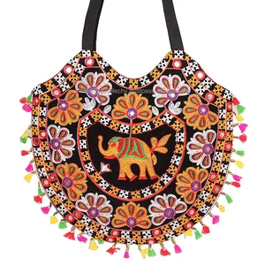 Handmade Indian Embroidered Cotton Sling Shoulder Tote Handbag Bags for Woman for college Girls