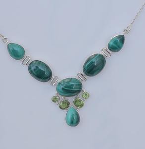 Plata de Ley 925 hecha a mano piedras preciosas malaquita chapado en oro rosa gancho forma Spinner colgante estampado perfecto mujer Unisex - Product Image 2