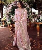 Atasan Sharara Viscose Rayon dengan Bordir, Pakaian Pesta India Desainer, Setelan Salwar