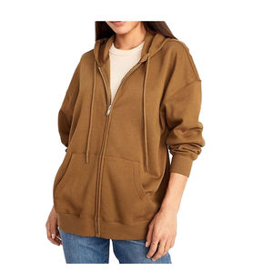 Sweatshirts d'hiver zippés à capuche de grande taille pour femmes, respirants, anti-rides, logo imprimé sur le devant, tarif de gros OEM personnalisé - Product Image 1