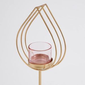 Vente chaude support de chandelier en verre innovant support métal plaqué or avec fer Art décoration de la maison bougie moule grand prix! - Product Image 4