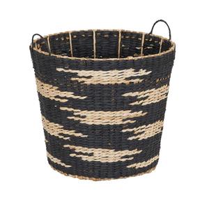 Round water hyacinth <b>basket</b> in <b>black</b> mixed <b>with</b> natural colors Handmade <b>Storage</b> <b>Basket</b> Wholesale eco-friendly Made in Vietnam - Product Image 1