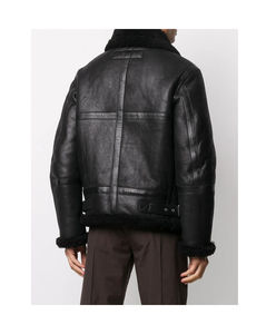Veste d'hiver décontractée en cuir véritable pour homme, col en fourrure, couleur personnalisable, logo positionné à l'avant, manches coupe-vent, écologique - Product Image 4