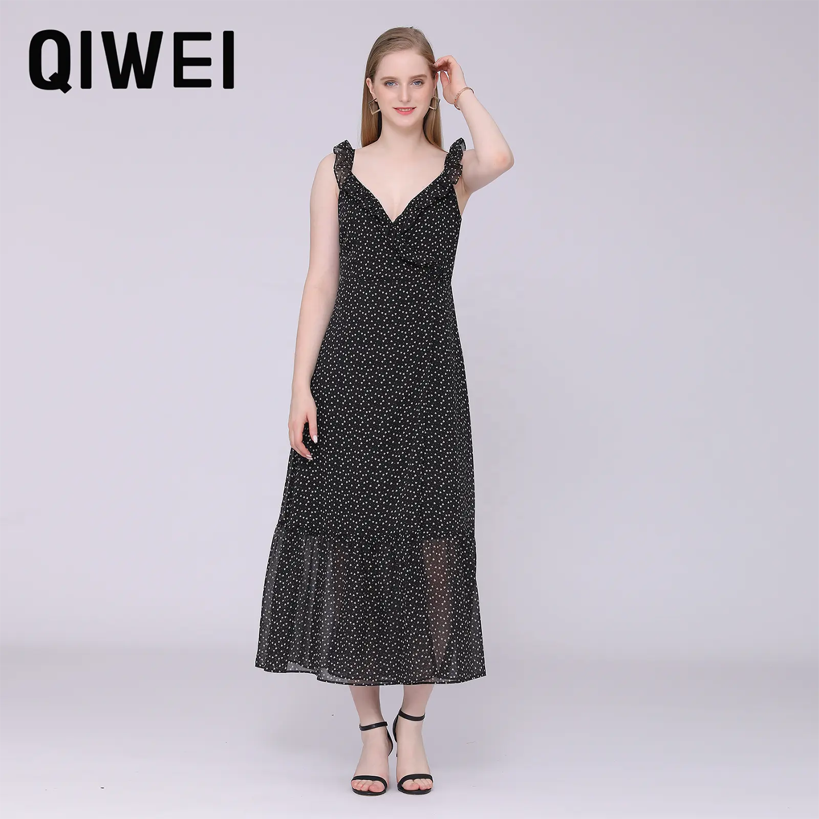 new fashion black DOT sexy casual chiffon dresses for women Open Dress Sexy Girl for club party