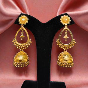 Boucles d'oreilles de super qualité serties de boucles d'oreilles traditionnelles en plaqué or 22CT style Jhumka bijoux pour femmes - Product Image 1