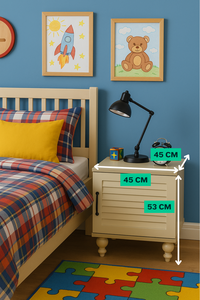 Table de chevet Arion Kids Pera moderne et élégante avec corps en MDF et pieds en bois, design de table d'appoint - Product Image 3