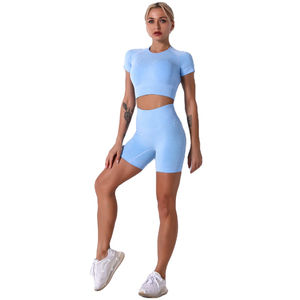 Ensemble short et soutien-gorge de fitness et yoga pour femmes vêtements de yoga sur mesure pour femmes matériel de la meilleure qualité ensembles courts pour femmes en vente en gros - Product Image 1