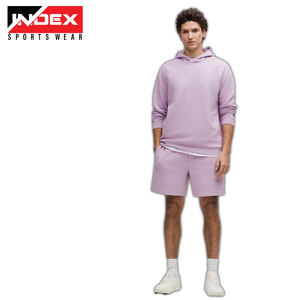 Sudadera con capucha con parche bordado desgastado personalizado lavado ácido Vintage Zip pantalones cortos de verano de algodón para hombre y conjunto de chándales para correr - Product Image 6