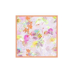 Écharpe carrée en twill de polyester lilas à motifs floraux - Product Image 1