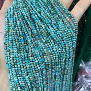 Cuentas Sueltas Redondas Facetadas de Turquesa Azul Genuina de 3mm-4mm, 15.5'' por Hilo, Cuentas Pequeñas Tipo Bolígrafo - Product Image 4