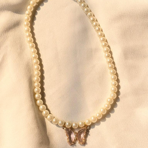 Collier de bijoux en perles de Bohême personnalisé pour femmes perles de verre colorées crème perle et cristal offres en gros - Product Image 1