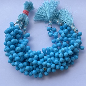 4mm 6mm 8mm Natural howlita turquesa piedra facetada Briolette lágrima gotas cuentas hebras para fabricación de joyería collar pulsera 2025 - Product Image 1