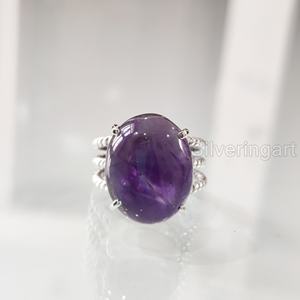 Women's Ring Natural Purple Amethyst Gemstone February Birthstone 3 Twisted Band <b>Vintage</b> Boho <b>Jewelry</b> 925 Sterling Silver Ring - Product Image 3