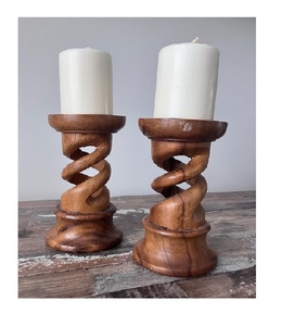 Bougeoirs en bois de luxe vintage, design unique, pots à bougies décoratifs pour restaurant, hôtel, mariage et fête - Product Image 1