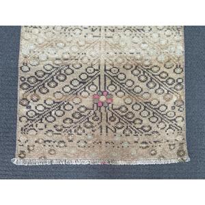 1.4x2.1 ft Rug, Turkish Rug, Vintage <b>Brown</b> <b>Wool</b> Southwestern Rug - Product Image 4
