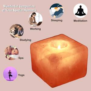 Lámpara de sal de cristal del Himalaya de estilo náutico ecológico hecha a mano, portavelas largo tipo té, decoración del hogar, artesanías naturales - Product Image 4