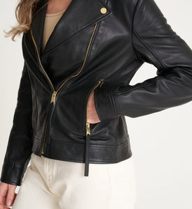 High Street Style Premium Quality Women's Zipper Stand Collar Racer Jacket Patrón de letras de moda Invierno al aire libre Servicio OEM - Product Image 1