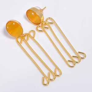 Joyería de piedras preciosas de latón chapado en oro de 14K hecha a mano para niñas y mujeres, exportador de joyería de latón a la moda, proveedor de joyería de latón personalizado - Product Image 3