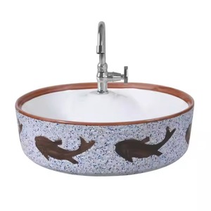 Lavabo de table ronde forme rectangulaire vente en gros porcelaine marbre comptoir lavabo salle de bain céramique Art évier - Product Image 2
