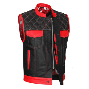 Vente en gros 2025 gilet gilet ciré en cuir de vache véritable avec taille personnalisée marron hommes 100% gilet en cuir véritable taux de gros - Product Image 4