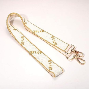 Handmade Beaded <b>Bag</b> <b>Strap</b> with WHITE BACKGROUND GOLDEN BRIDE TEXT Adjustable Shoulder Crossbody <b>Replacement</b> BY AFZA ENTERPRISES - Product Image 6