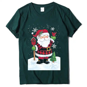 T-shirt Joyeux Noël pour femmes et hommes, coupe classique, 100 % coton, logo de Noël imprimé, anti-boulochage, manches courtes, vente en gros - Product Image 5