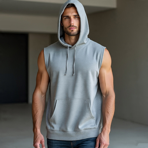 Bodybuilding Muscle Fit sans manches débardeur à capuche hommes athlétique 100% coton Stringer débardeur capuche hommes entraînement Fitness débardeur - Product Image 1