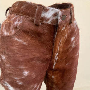 Pantalon en cuir de vachette léger pour homme, décontracté, taille mi-haute, fermeture boutonnée, coupe droite, personnalisable, vente en gros - Product Image 4