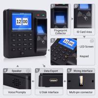 Kit Sistem Kontrol Akses Sidik Jari Biometrik Lengkap Terminal M10H 2.4" Kunci Magnetik 280kg Catu Daya 10 Gantungan Kunci RFID