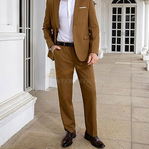 Tweed Costume Homme 2 Pièces Ensemble Blazer et Pantalon Slim Fit pour Marié Invité ou Business Wear en Style Vintage Café - Product Image 5