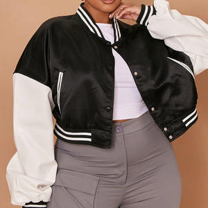 Cropped Varsity Jacket Custom Quilted Leather Printed Embroidery Decoration Cotton Filled Fabric Lining Wool Haus Industries - Product Image 3