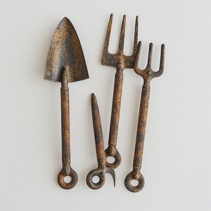 Handcrafted iron garden <b>trowel</b> in rustic patina finish designed for durable outdoor use and elegant decorative display. - Product Image 3