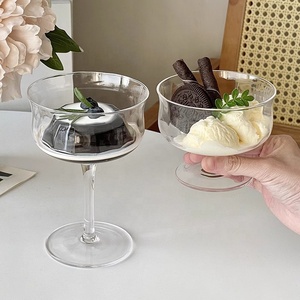 Clair court pied Smoothie verre pouding crème glacée Milkshake bagatelle tasse coupé verre <span class=keywords><strong>Transparent</strong></span> gobelet - Product Image 2
