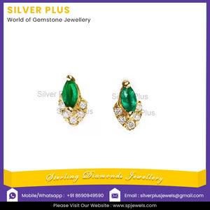 Pendiente personalizado chapado en oro de Plata de Ley 925 sólida, pendientes de tuerca minimalistas de piedras preciosas de Zirconia cúbica - Product Image 2