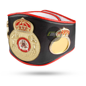 Ceinture de championnat de l'Association mondiale de boxe WBA, plaques centrales en alliage de laiton plaqué or sur une sangle en cuir noir, ceintures personnalisées - Product Image 5