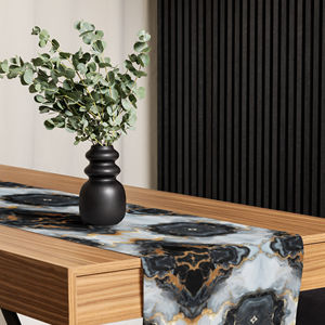 IKE-Conic Luxury Statement Table Runner Home/Hotel Use Geometric Embroidered Floral Print on Woven Cotton Cheesecloth - Product Image 1