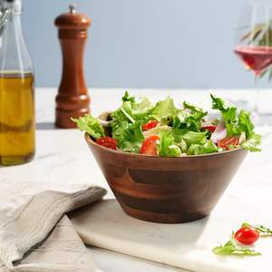 Bowl Set Premium Acacia Wood Bowls Salad Serving Bowls Home Decor <b>Housewarming</b> <b>Gifts</b> Set of 2 Custom Size Natural Wood Color - Product Image 5