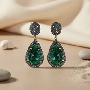 Pendientes de Rodio Negro con Forma Geométrica de Lágrima para Mujeres, Ideales para Bodas, Fiestas y Regalos - Product Image 1