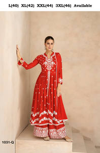 FabZone de haute qualité adultes indien ethnique Palazzo costume dernier concepteur lourd rayonne fil broderie impression travail pour les fêtes - Product Image 3