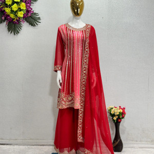 เสื้อปักลายดีไซเนอร์พร้อมพาลาซโซลำดับ - Product Image 1