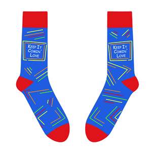 KCSB Sporty Business Daily Embroidered Jacquard <b>Socks</b> Breathable Red Spandex Polyester for Winter <b>Long</b> Cuff Keep It Comin' Love - Product Image 1