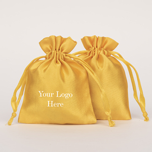 Pochette à bijoux indienne en satin doré fait à la main en gros sac cadeau avec cordon de serrage avec logo personnalisé bijoux en satin promotionnel - Product Image 1