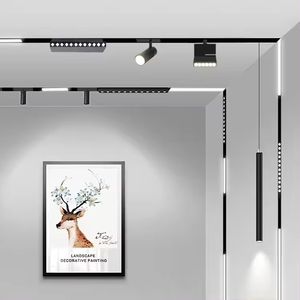 Modern 12W Black <b>LED</b> Track Light System with Magnetic <b>Diffuser</b> Aluminum Body COB 48V DC Easy Installation for Office Home - Product Image 4