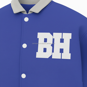 Veste universitaire en mélange de laine de qualité supérieure 450 GSM bleu royal avec col gris poignets côtelés broderie personnalisée Logo veste universitaire pour femmes - Product Image 6