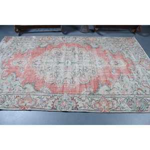 Grand tapis turc vintage 5,6x9,1 pieds, tapis rouge à pois en laine - Product Image 3