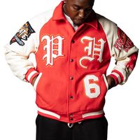 Jaket Varsity Gaya Amerika Double Breasted Custom OEM, Bordir Chenille 3D, Kulit Sapi, Wol, Ukuran Besar, Musim Dingin